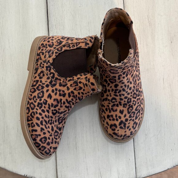 Girl's Leopard Print Ankle Booties, size 12, side zip, great condition! - Picture 1 of 5